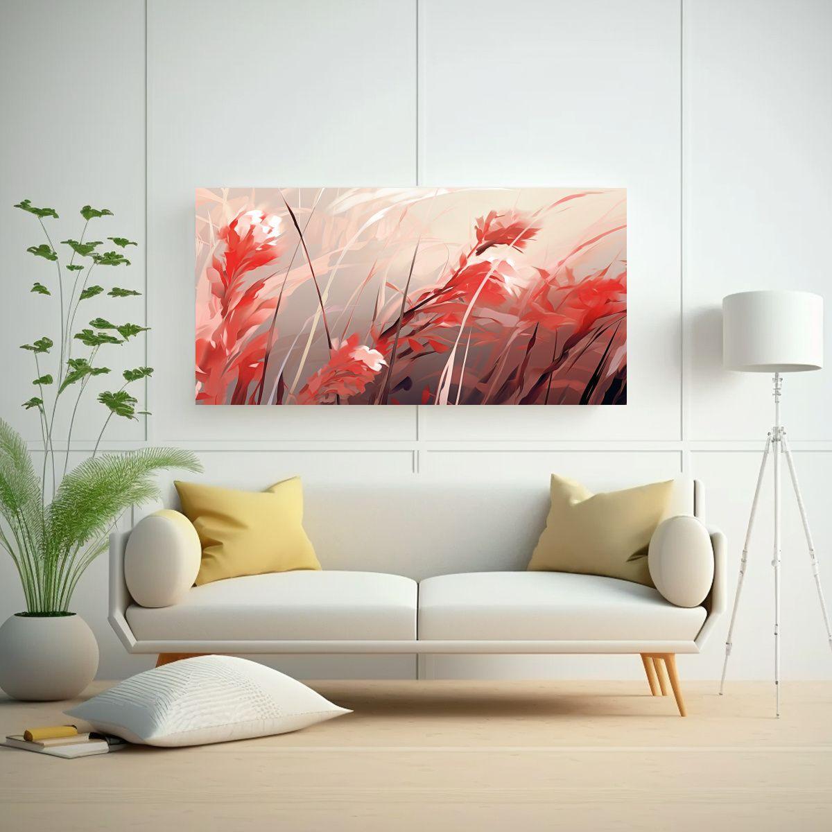 Cuadro Tema Habitación Hierba De Reed En Blanco 100x50cm-2