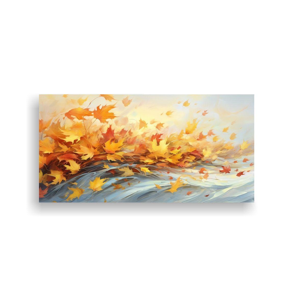 Cuadro Lienzo Impreso Hojas Otoño Girando Viento 100x50cm-0