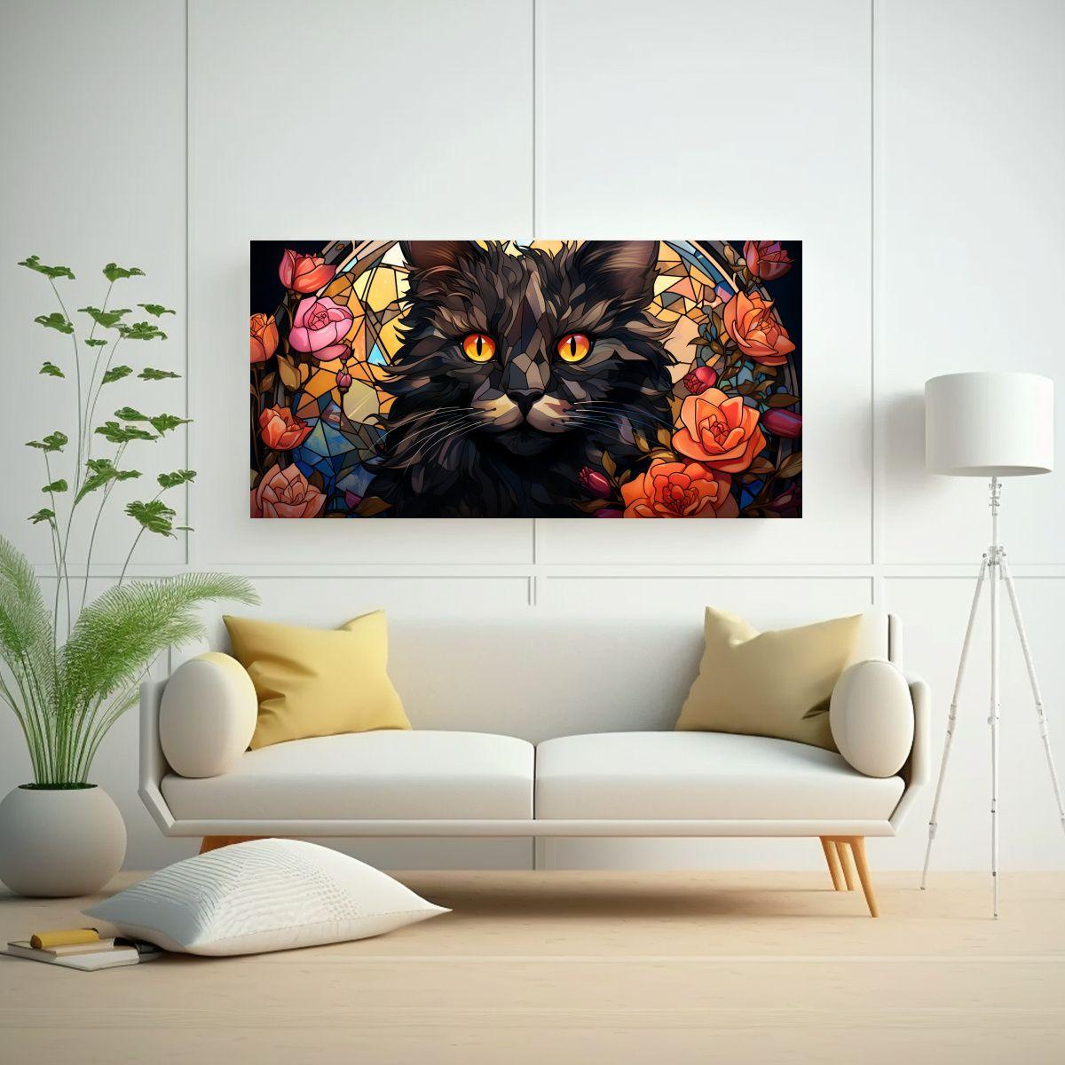 Cuadro Tela Sensibilidad Artística Gato Lykoi 40x20cm-2