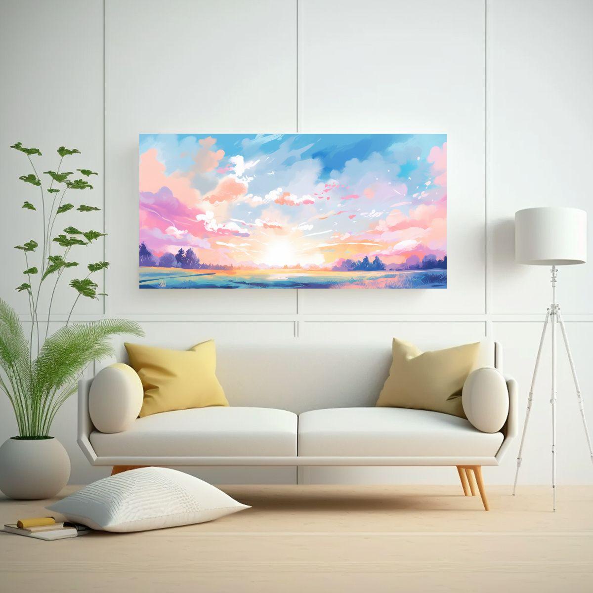 Paisaje Veraniego Impactante Con Colores Pastel Ne 80x40cm-2