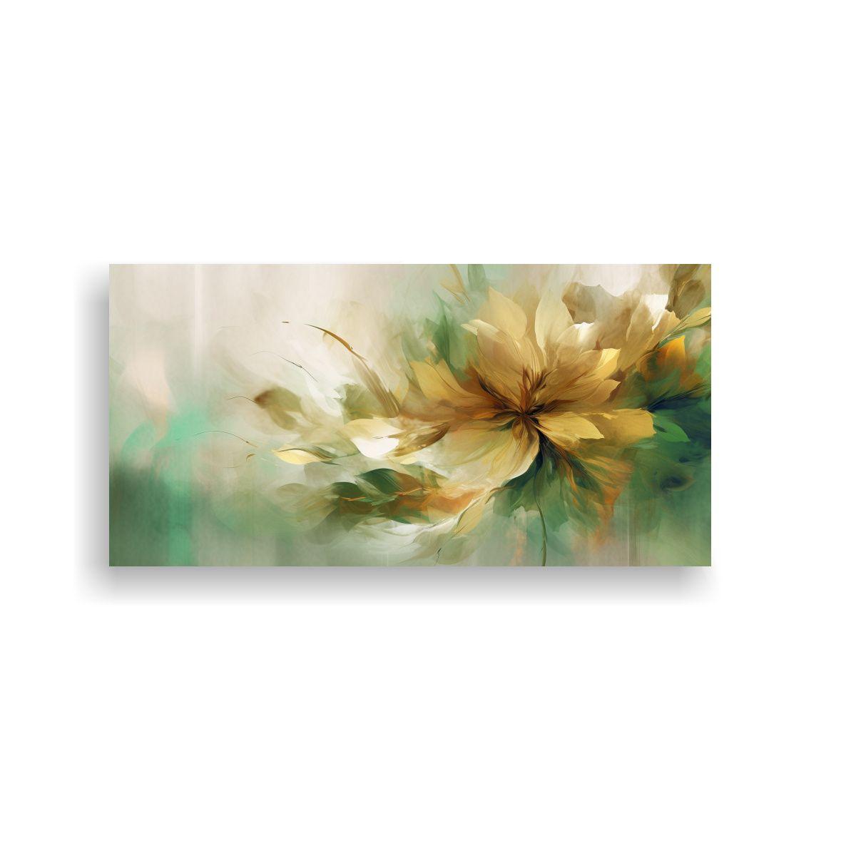 Cuadro Floral Abstracto Verde Marrón 80x40cm-0
