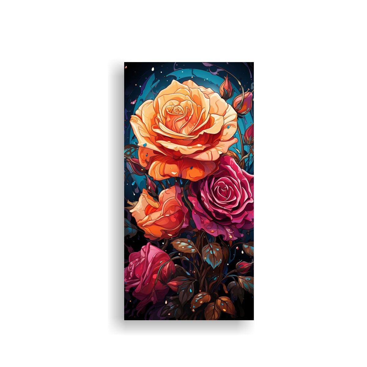Pintura Decorativa Con Fondo De Rosa Estilo 70x140cm-0