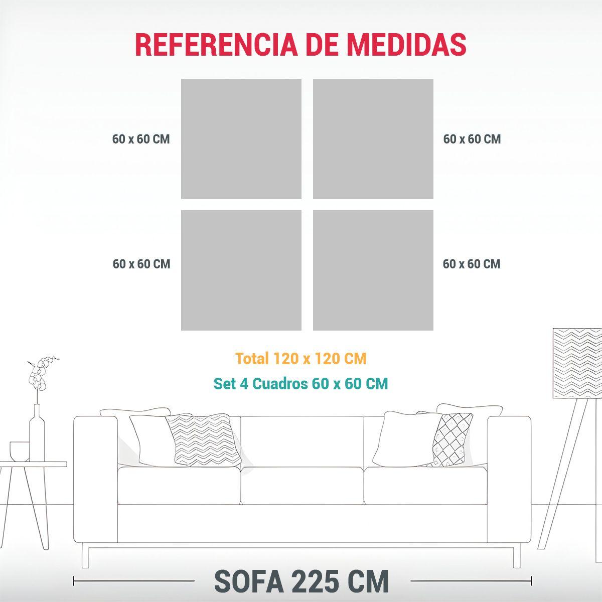 Cuatro Cuadros Finas Lineas Para Oficina: Arte 120x120 Cm-1