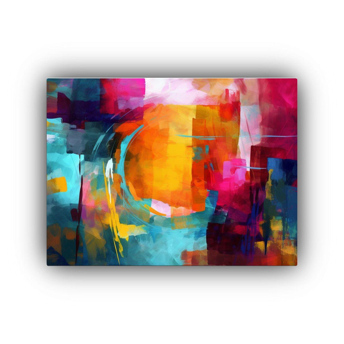 Cuadro Movimiento Multicolor Estilo Abstracto Con Formas Aud 90x60cm-0