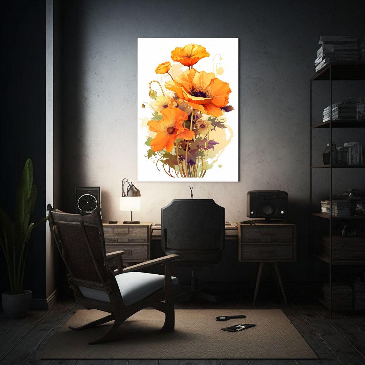 Cuadro Moderno Lienzo Colorido De Una Amapola 50x75cm-2