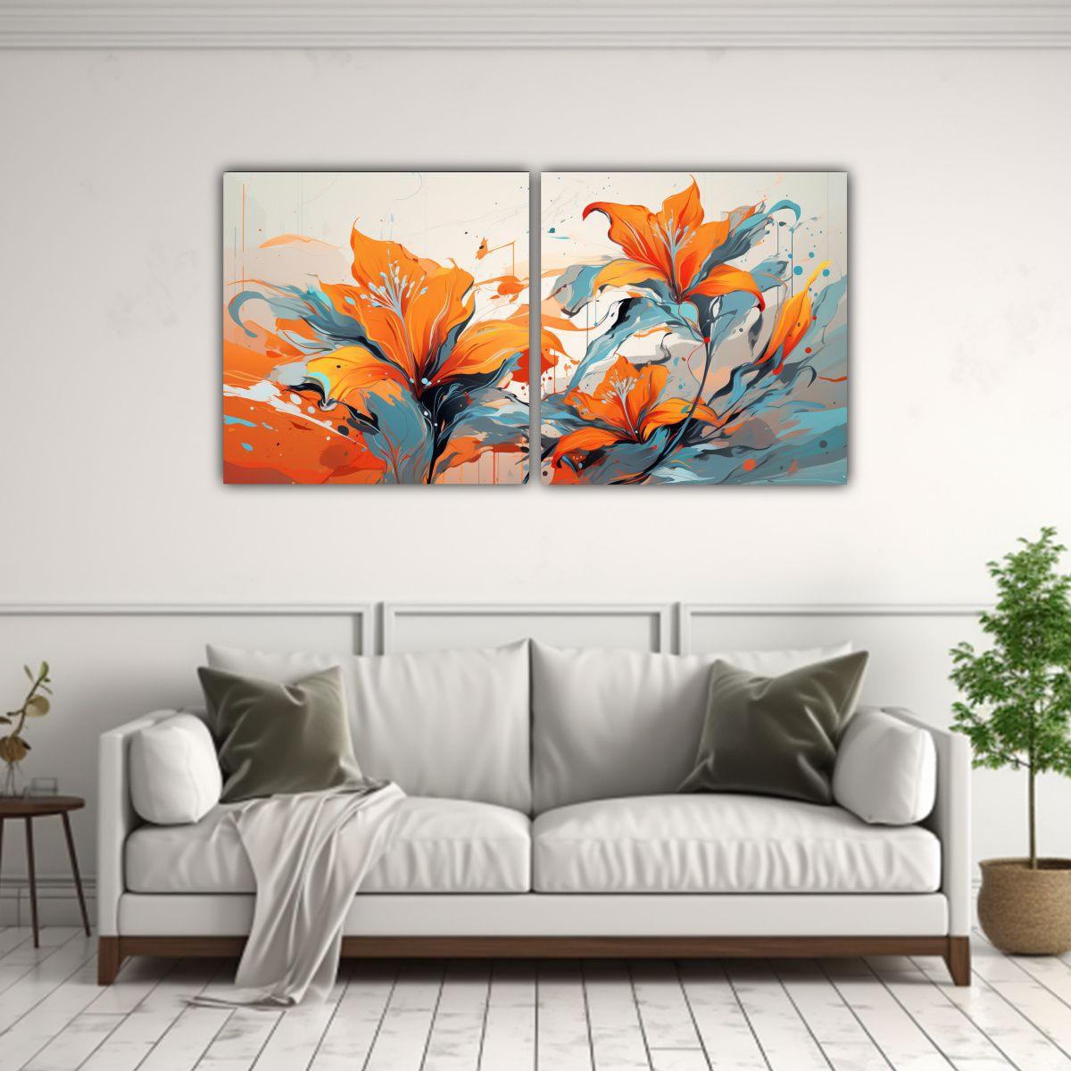 Díptico Abstracto Atmosfera Neonoir Estilo 140x70 Cm-2