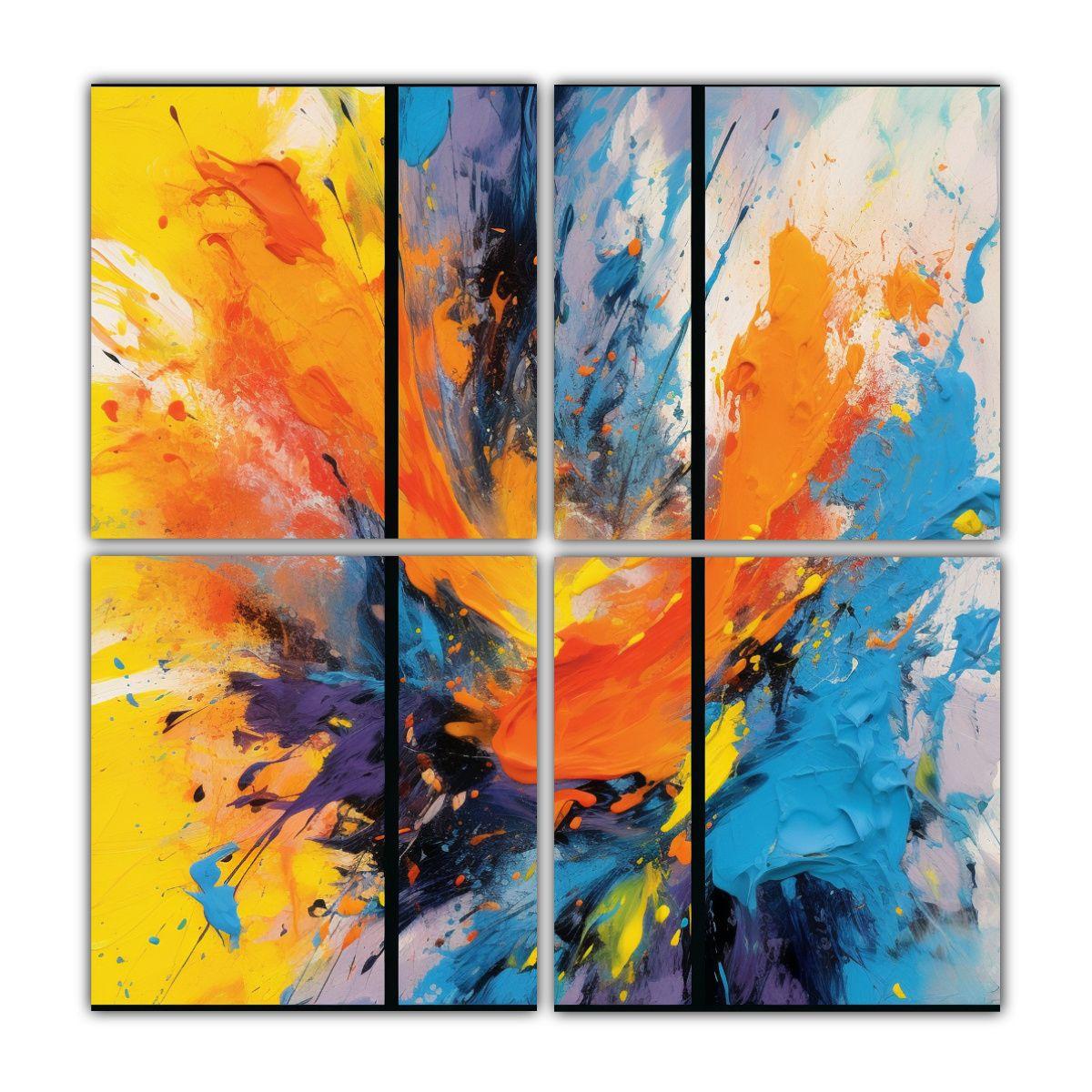 Cuadro Abstracto Líneas Finas Enigmático 40x40 Cm-0