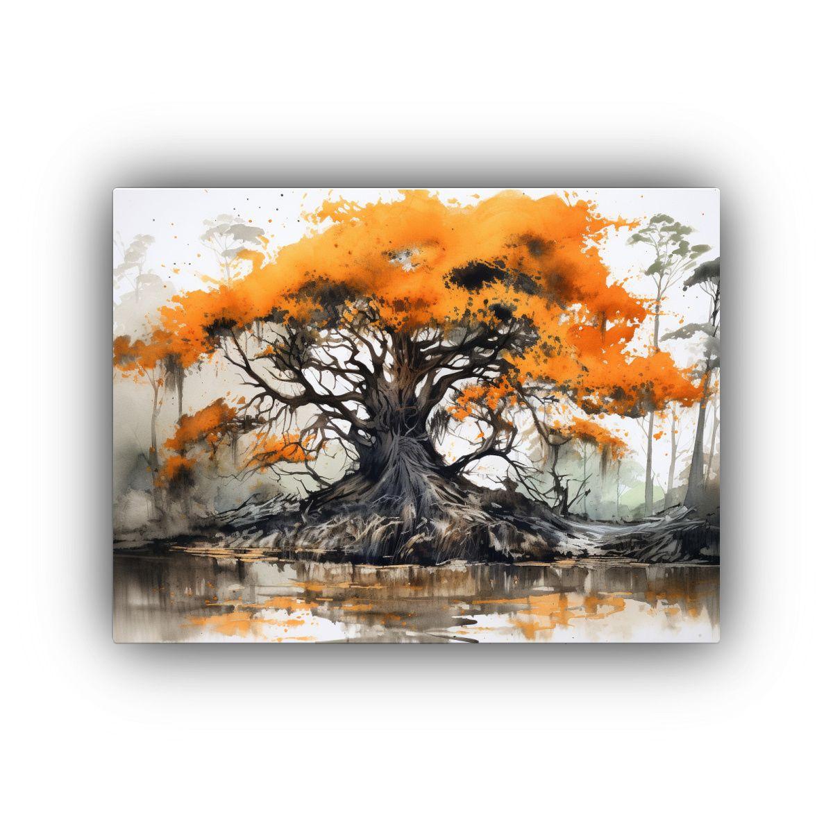 Pintura Abstracta Moderna De Un árbol De Ciprés En Colores 45x30cm-0
