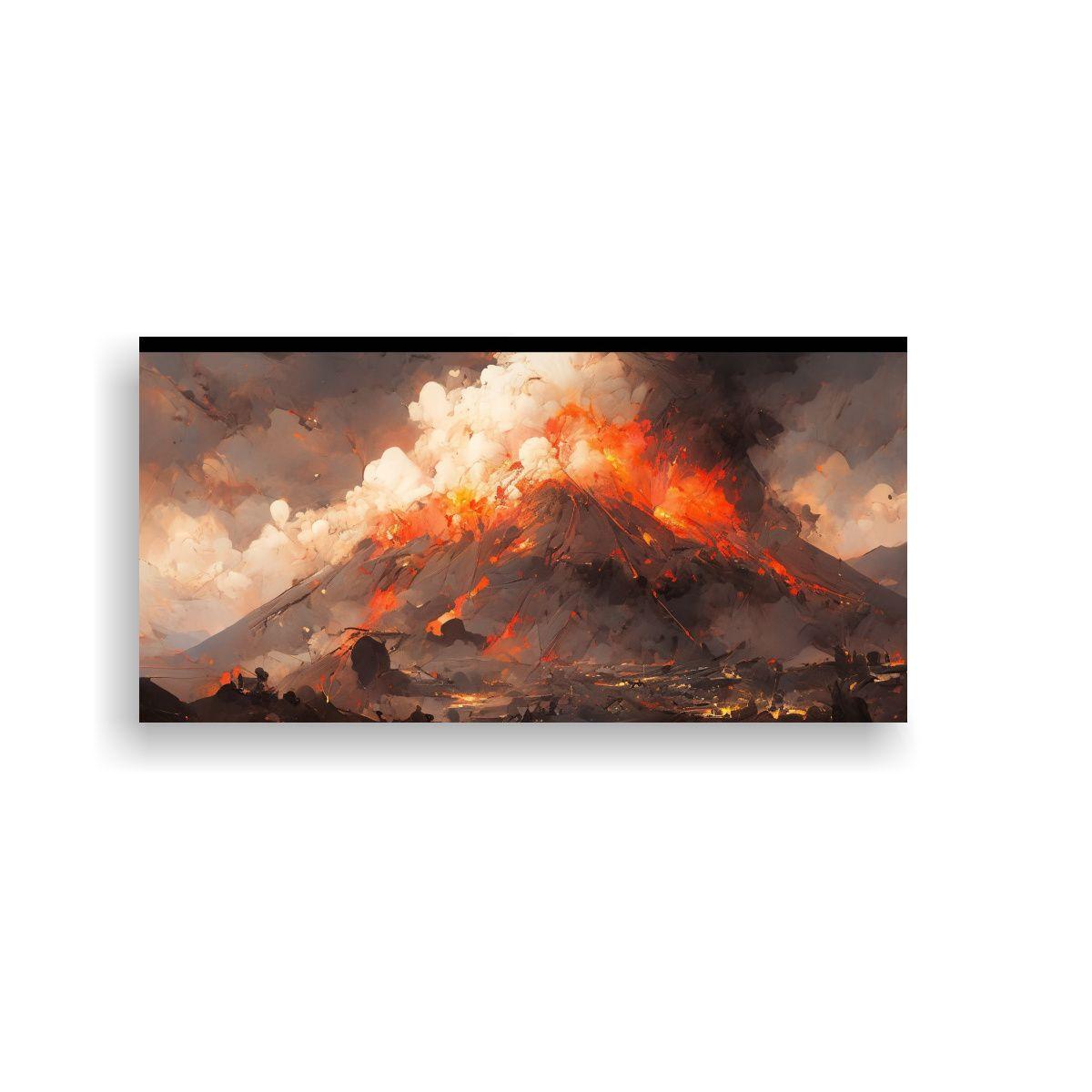 Pintura Abstracta De Un Volcán Con Colores 80x40cm-0