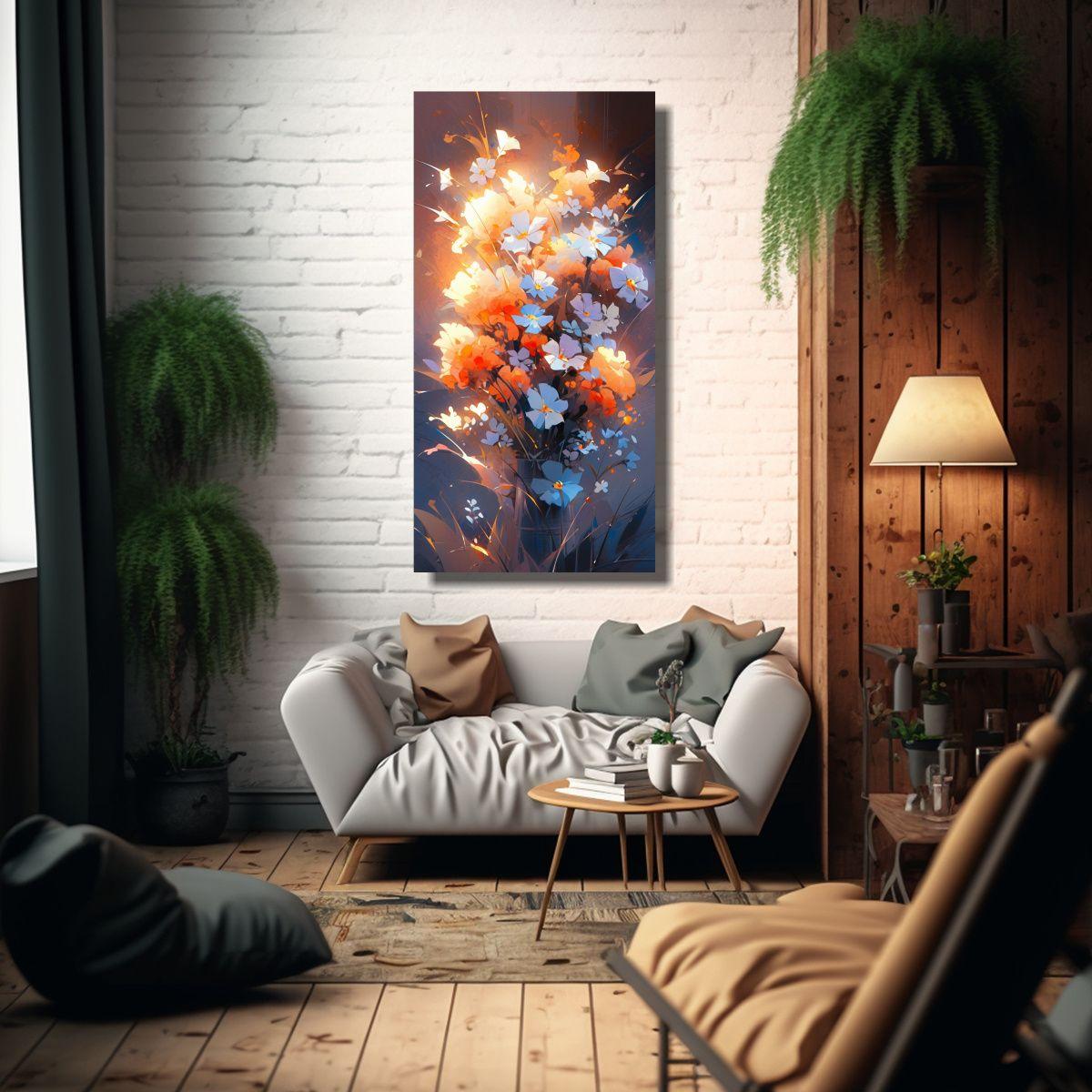 Pintura En Lienzo De Flores Vibrantes En El Estilo 80x160cm-2