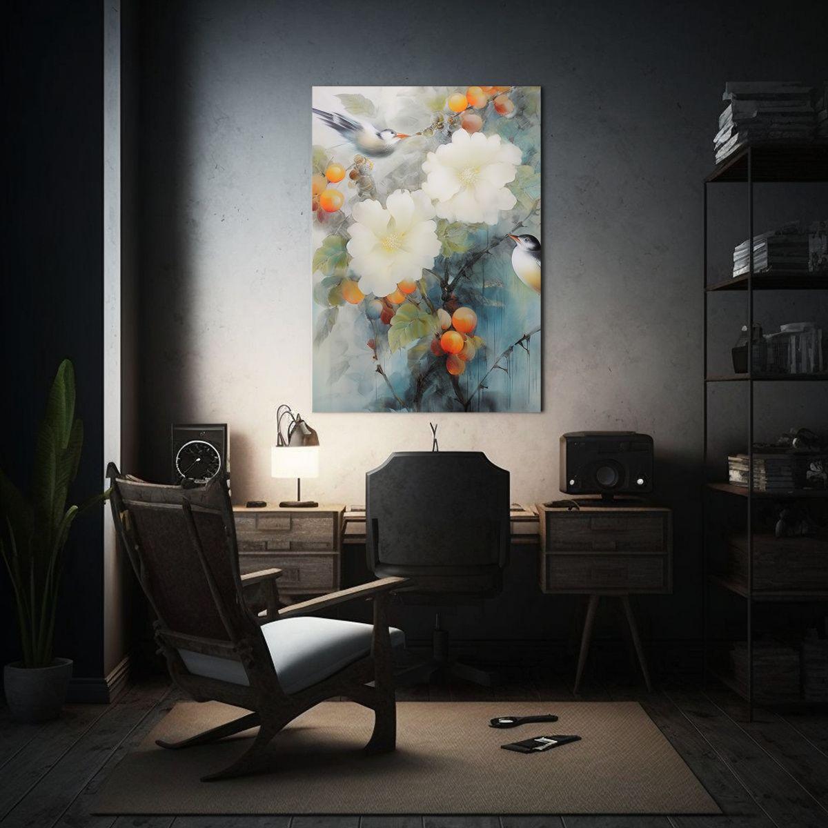 Pinturas Decorativas Acuarela Relieve Flores 60x90cm-2