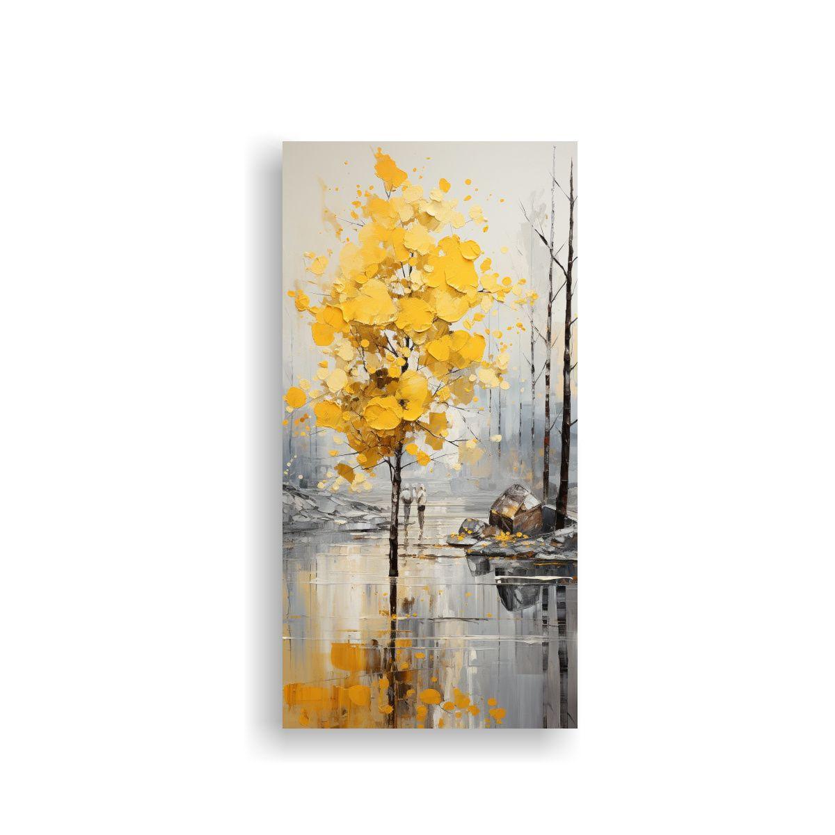 Cuadro Abstracto De árboles En Plata Y Blanco 60x120cm-0