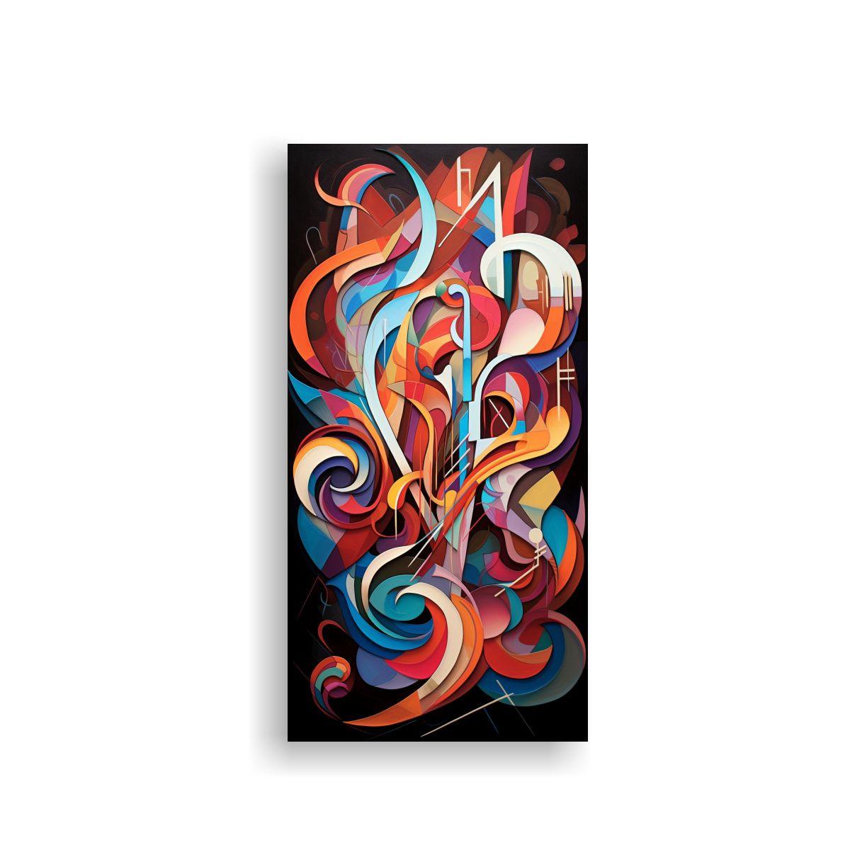 Cuadro Musical Abstracto En Bastidor, Notas 70x140cm-0