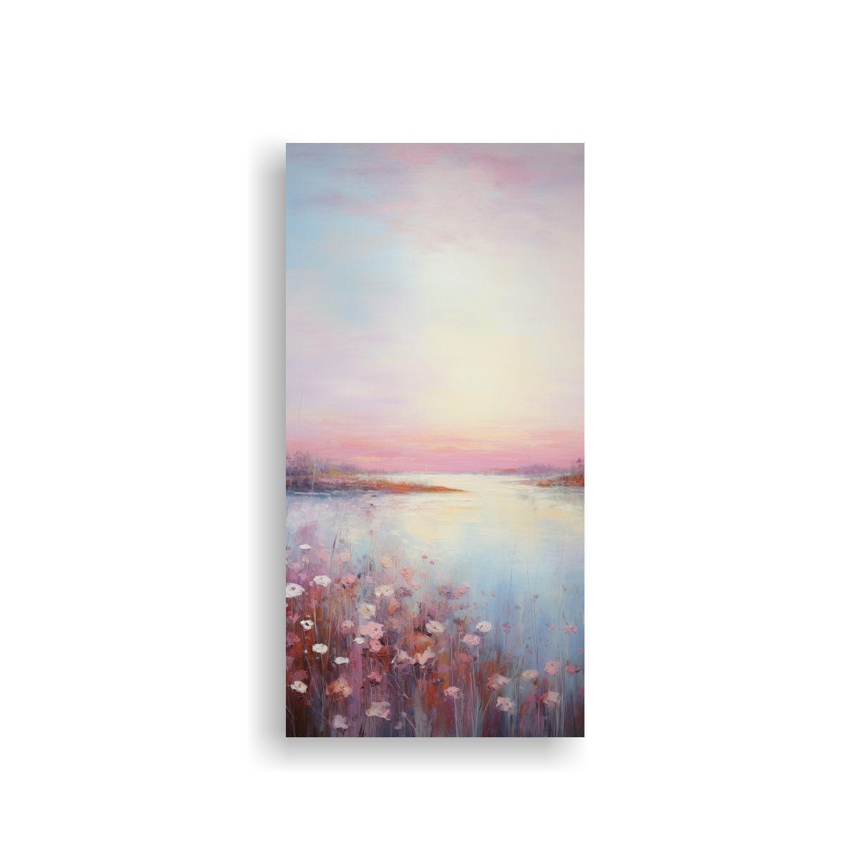 Paisaje Sereno Al Atardecer En Pinturas De Arte 20x40cm-0