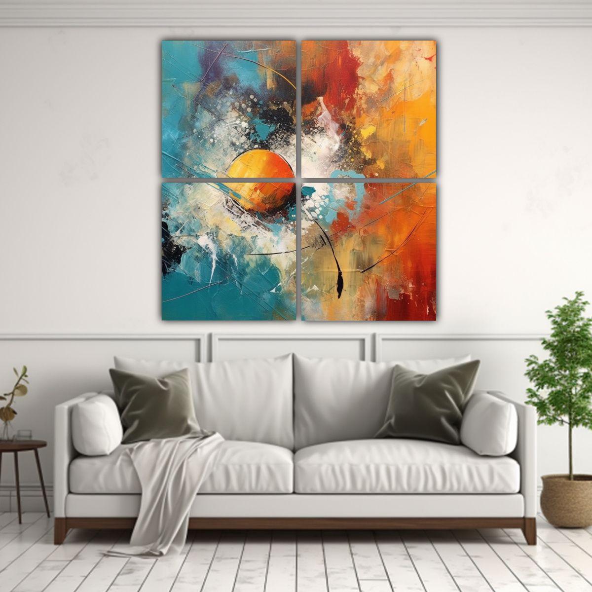 Pinturas Abstractas De Decoración De Hannah: 120x120 Cm-2