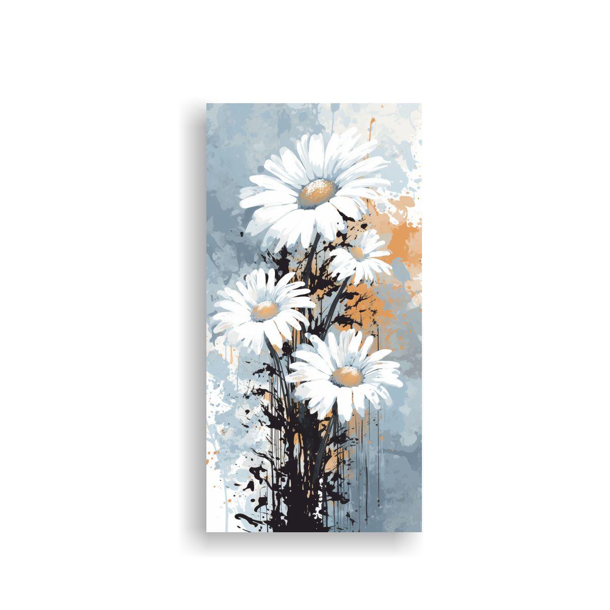 Pintura De Pared Neonoir Con Manzanilla En Blanco 70x140cm-0