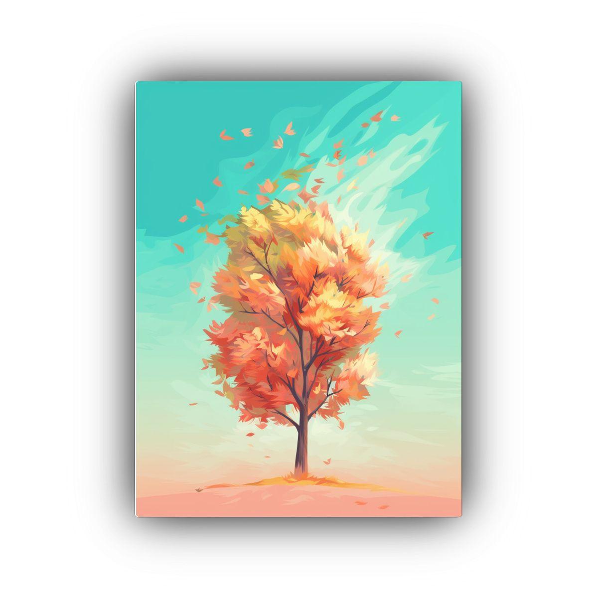 Cuadro Dibujo Riqueza Visual Árbol Verde Lienzo 50x65cm-0