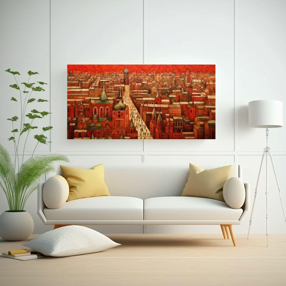 Lienzo De Tela Decorativo Cuarto Plaza Roja 1922 160x80 Cm-2