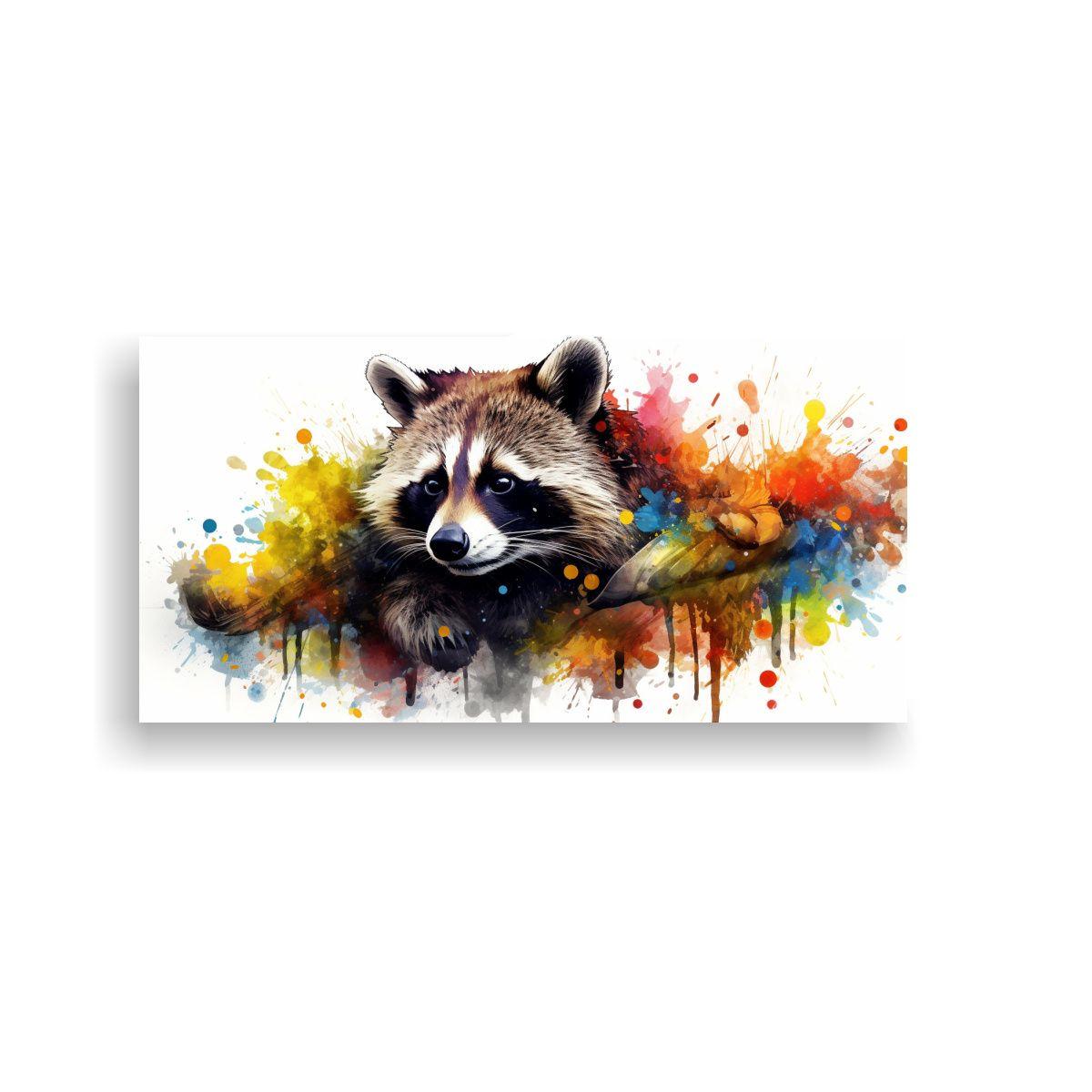 Cuadro Raccoon Movimiento Colorido Acuarela 21 Art 160x80cm-0
