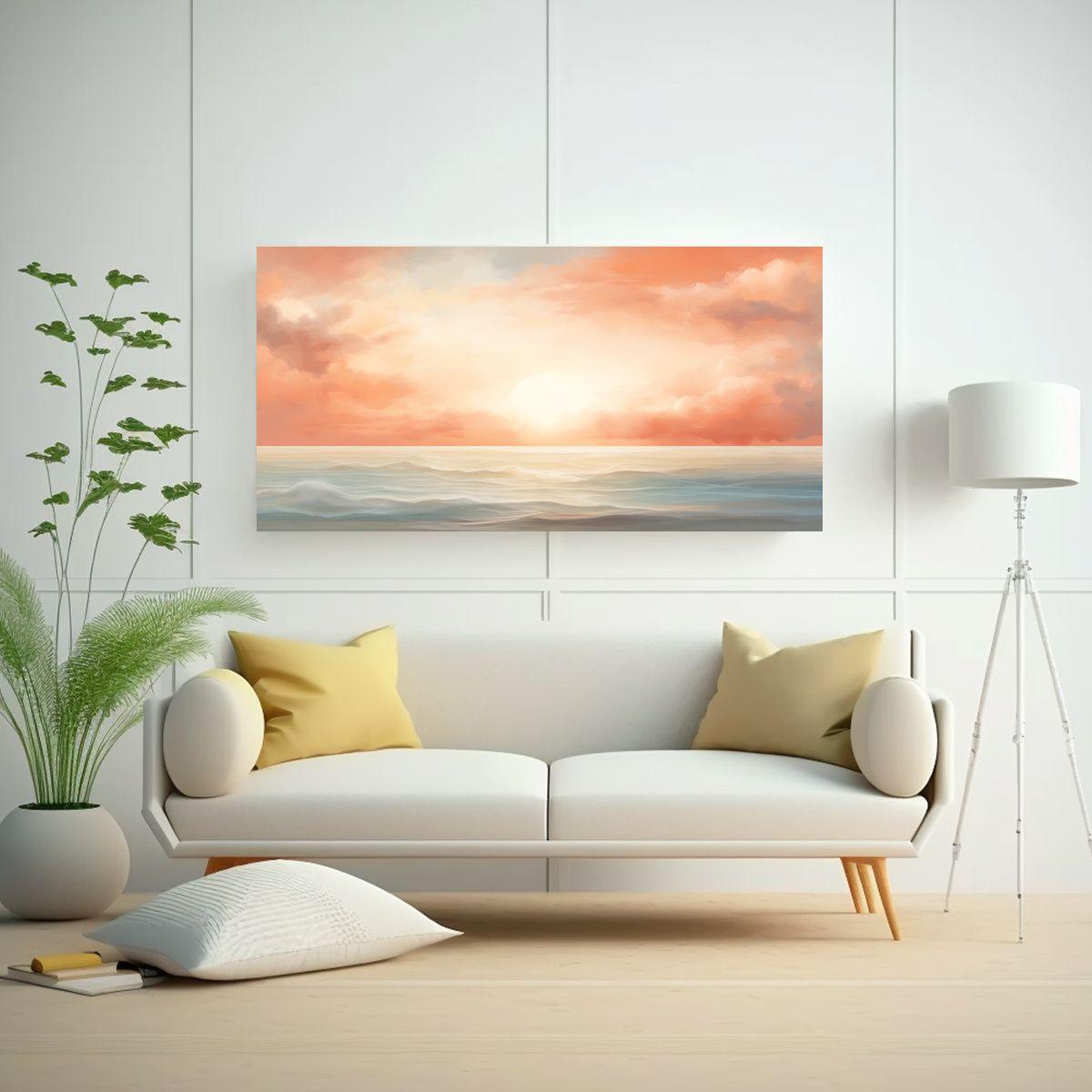 Cuadro Abstracto Costa Puesta De Sol En Tonos 100x50cm-2