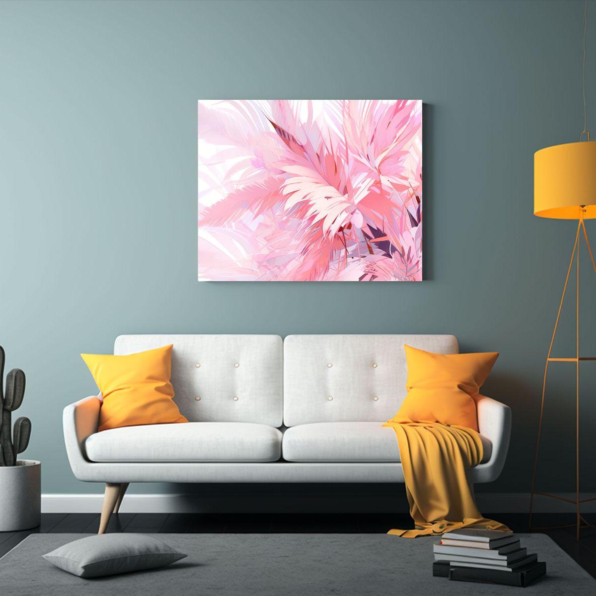 Lienzo De Tela Tonos Fantasía Blanco Y Rosa Estilo Decorati 65x50cm-2