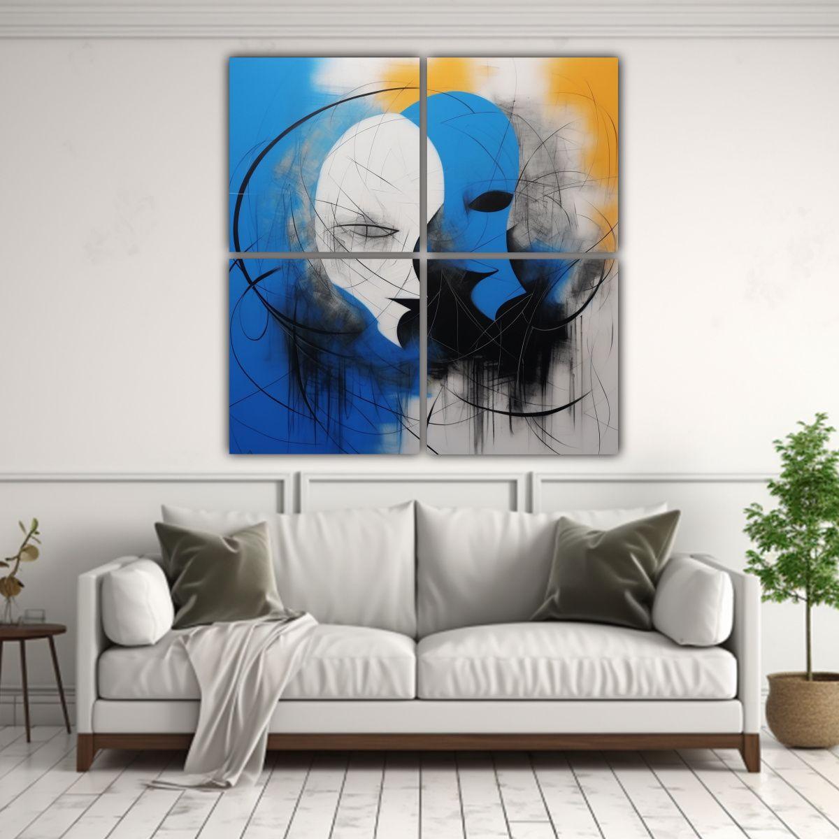 Cuatro Arte Movimiento: Cuadros De Decoración De 140x140 Cm-2