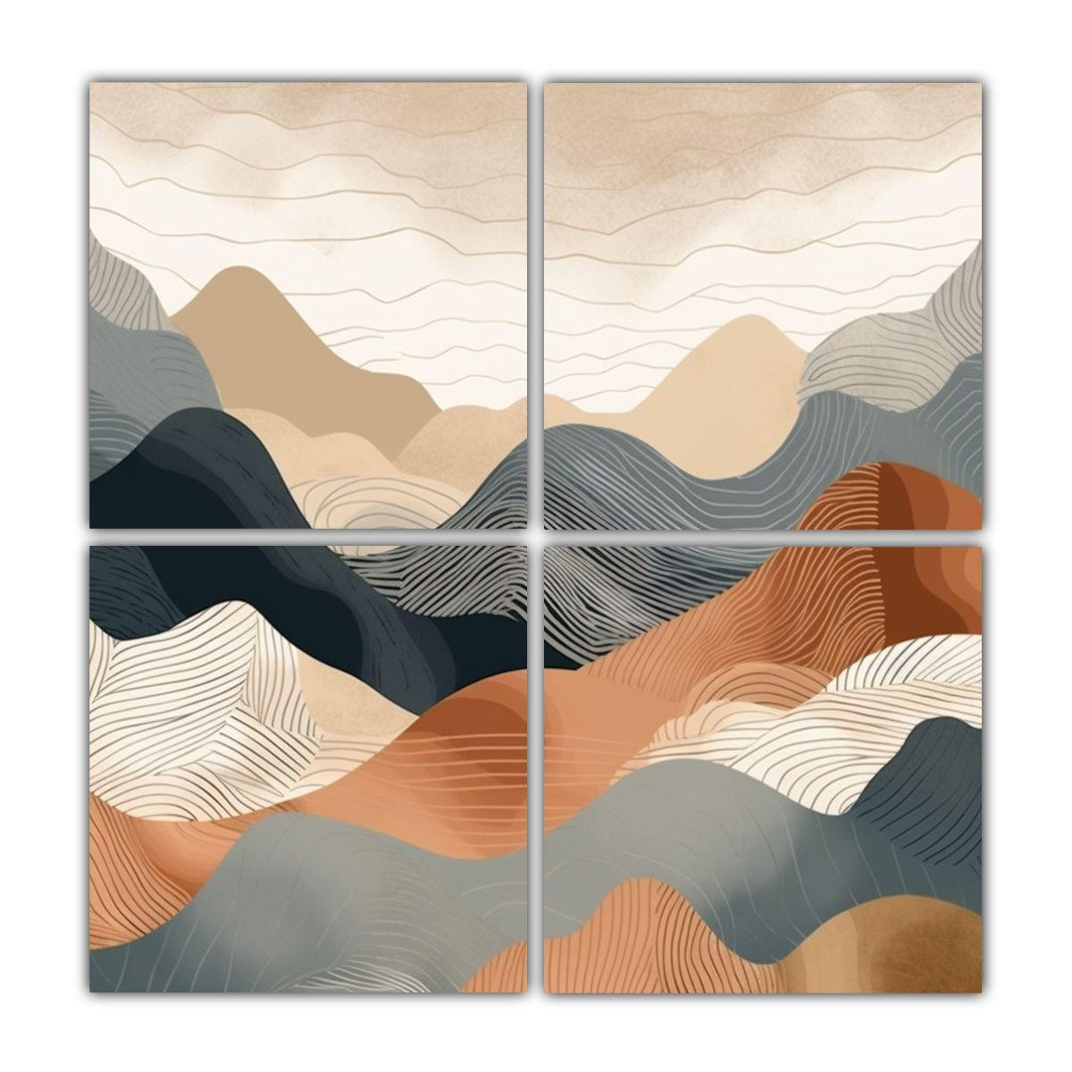 Cuatro Cuadros Movimiento Originalidad Estilo 200x200 Cm-0