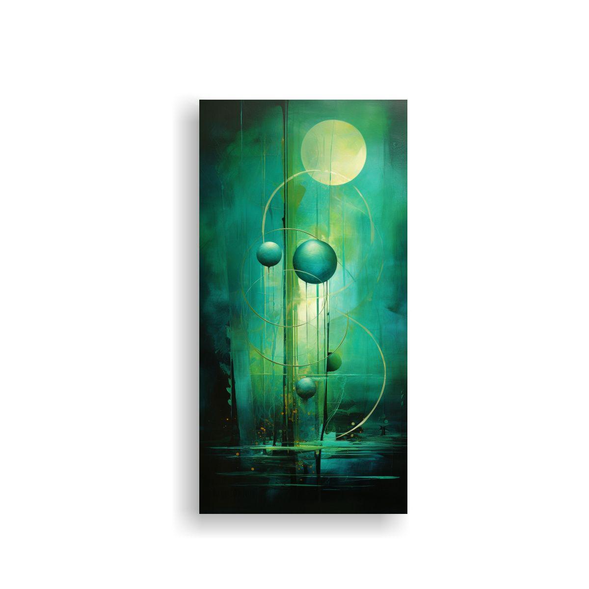 Cuadros Abstractos De Lienzo Verde Agua 50x100cm-0