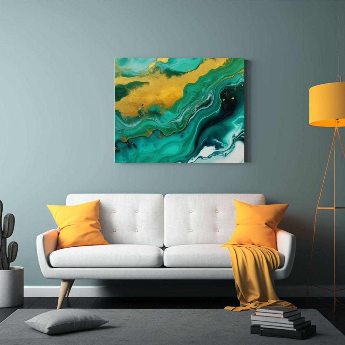 Fondo Acuarela Verde Dibujado Con Pincel Para Decoración. 50x40cm-2