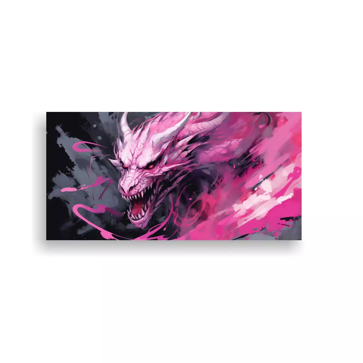 Cuadro Moderno En Bastidor: Dragón En Rosas, 120x60cm-0
