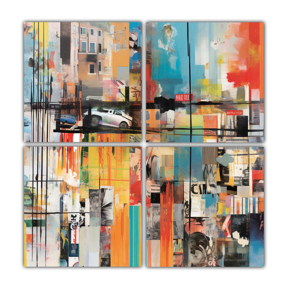 Pinturas En Bastidor De 4 Telas Inspiración 60x60 Cm-0