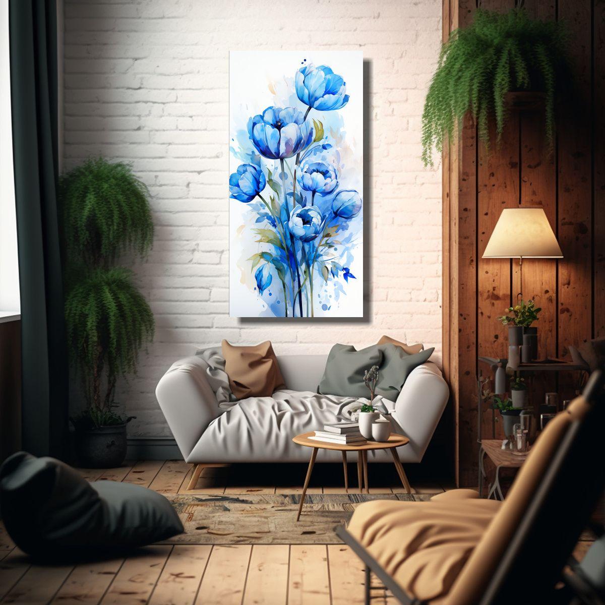 Pintura Abstracta De Tulipanes En Bastidor, 60x120cm-2
