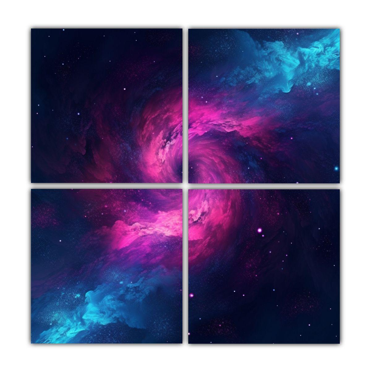 Cuatro Cuadros Lienzo Composición Equilibrada 200x200 Cm-0