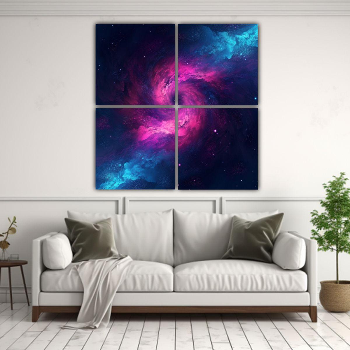 Cuatro Cuadros Lienzo Composición Equilibrada 200x200 Cm-2