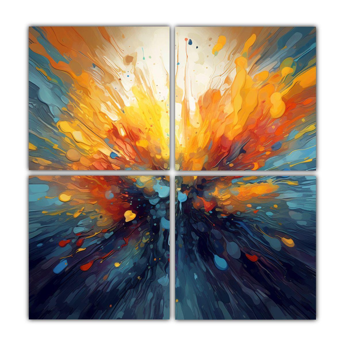 Cuatro Cuadros Figuras Abstractas Hermosas Ultra 160x160 Cm-0