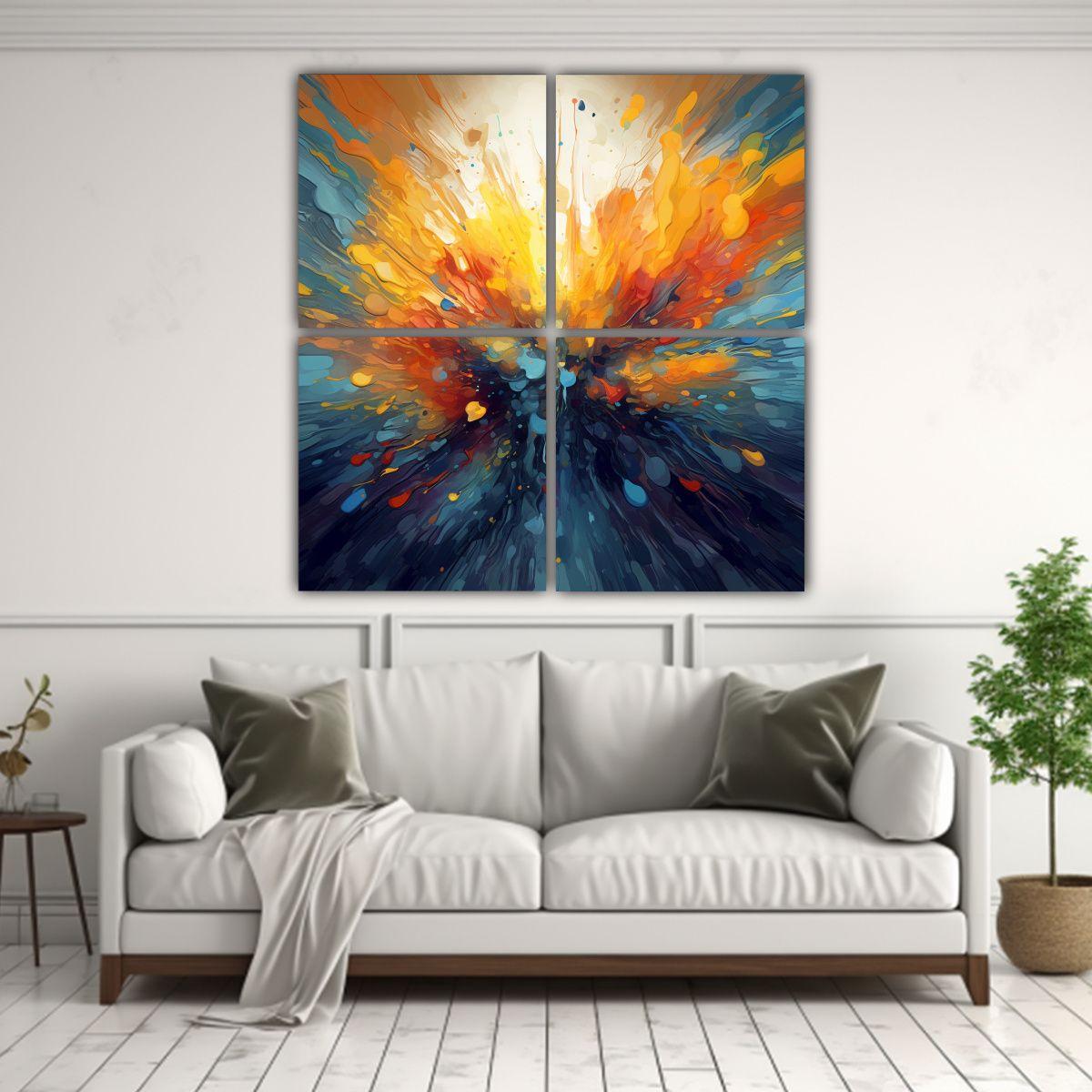 Cuatro Cuadros Figuras Abstractas Hermosas Ultra 160x160 Cm-2