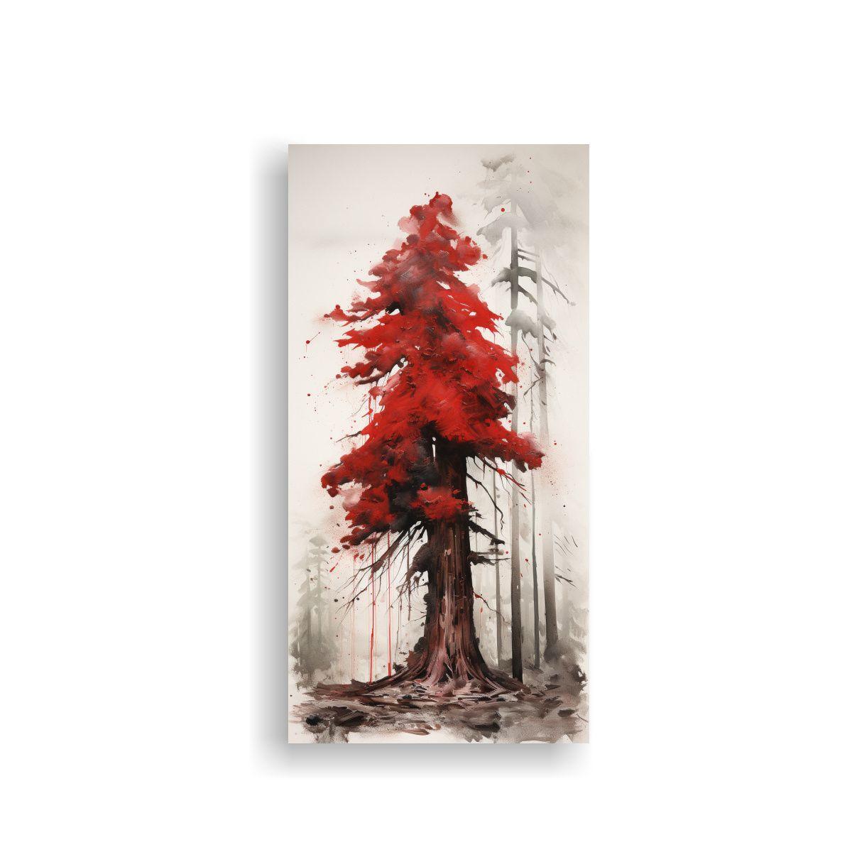 Pintura Abstracta De Un Majestuoso árbol De Secuo 20x40cm-0