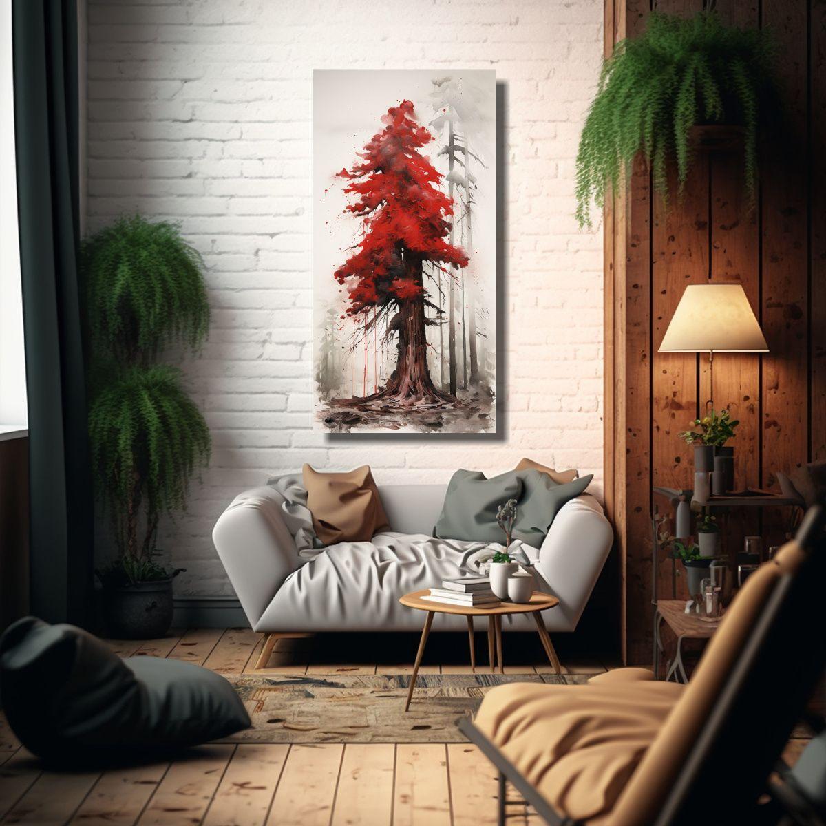 Pintura Abstracta De Un Majestuoso árbol De Secuo 20x40cm-2