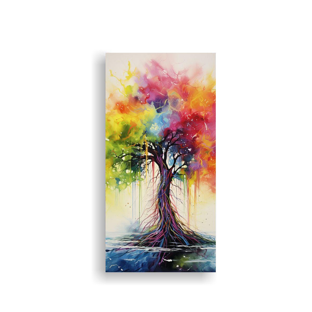 Pintura Abstracta En Acuarela En Bastidor, 50x100cm-0
