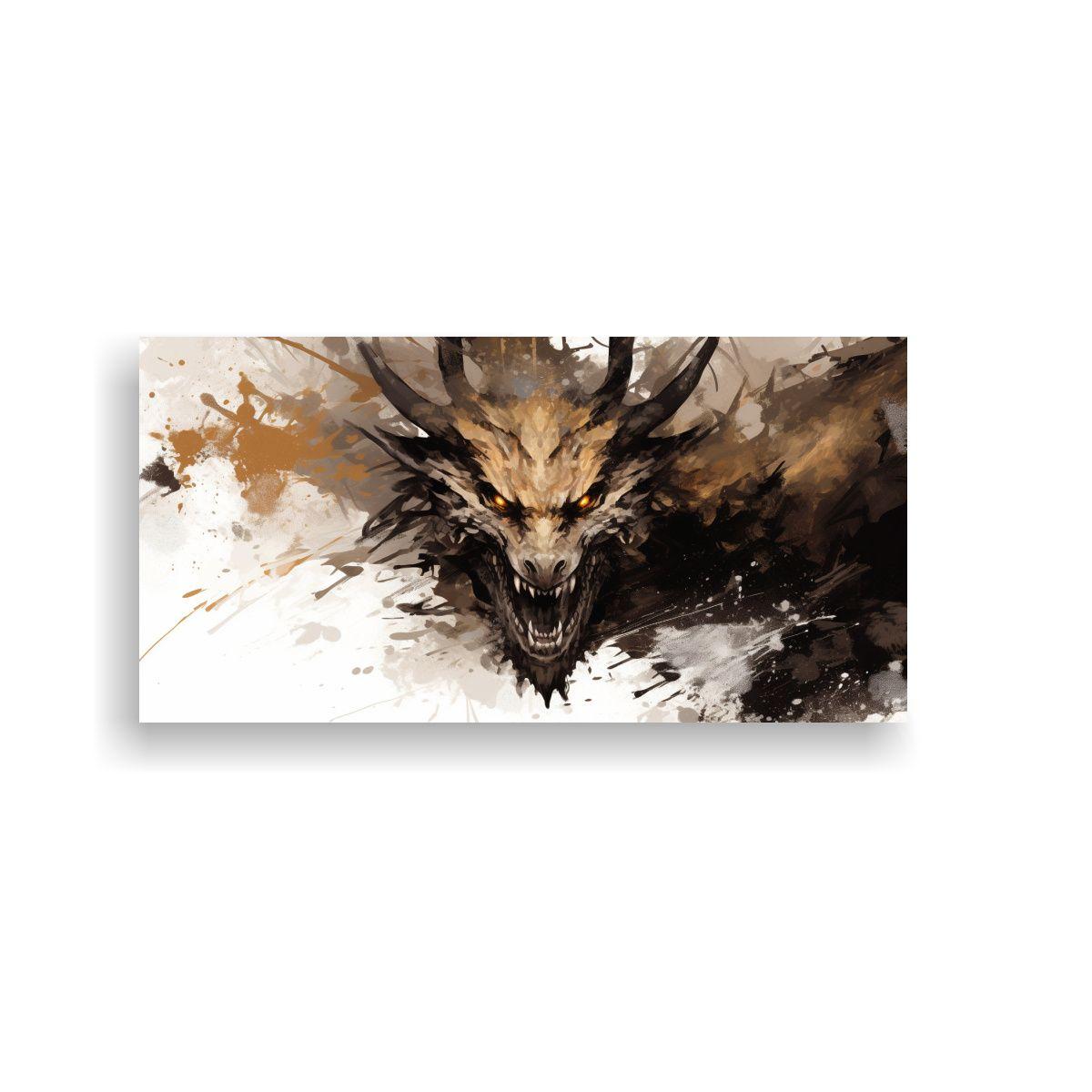 Pinturas Decorativas De Dragón En Tonos Marrón 40x20cm-0