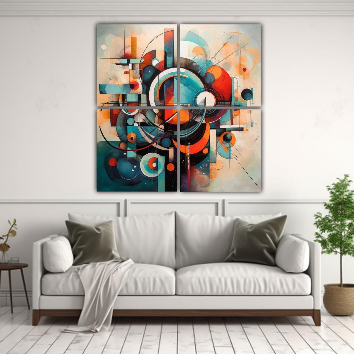 Cuatro Composición Moderno Armonía Cromática 60x60 Cm-2