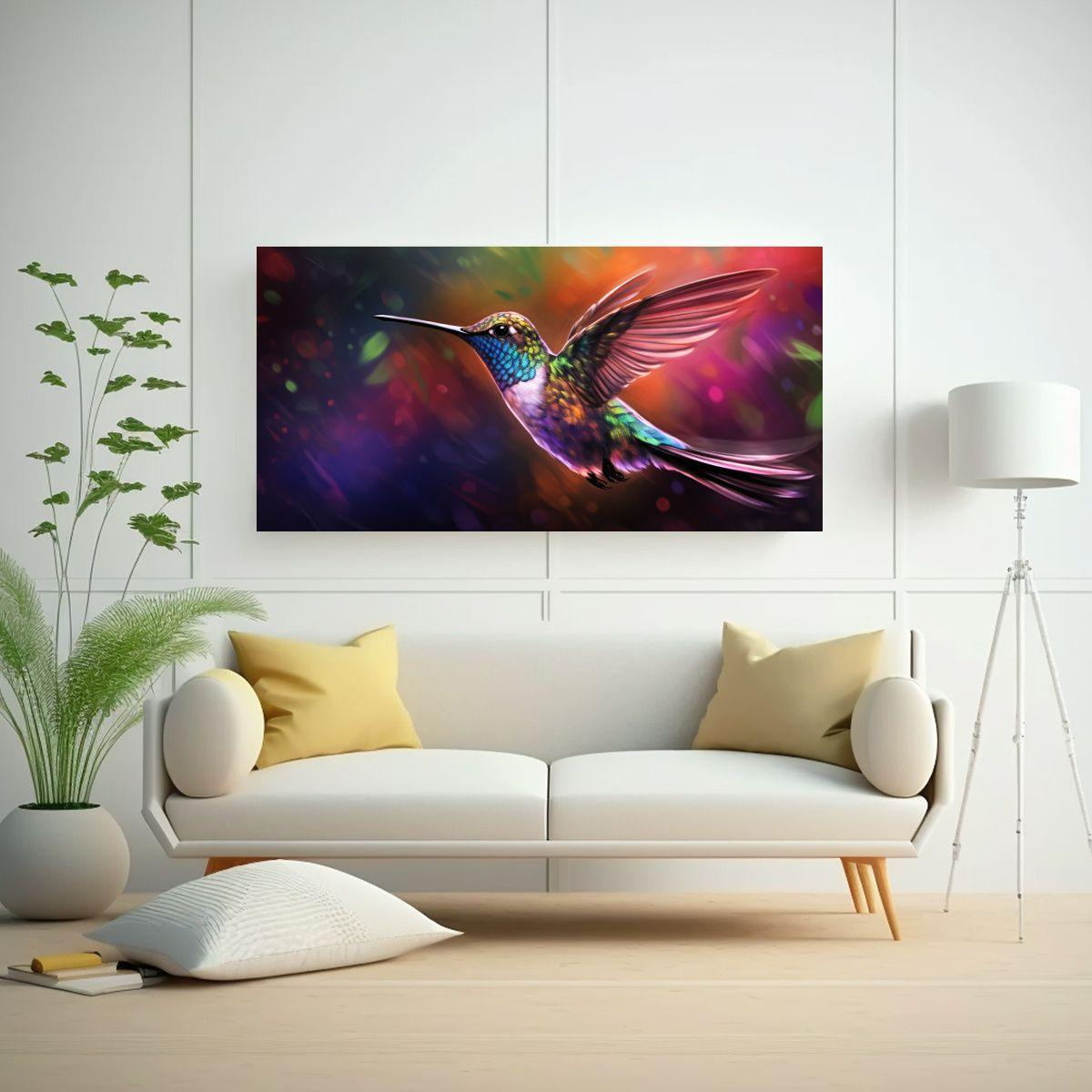 Cuadro De Tela Acuarela Vibrante Con Estilo De Pin 160x80cm-2