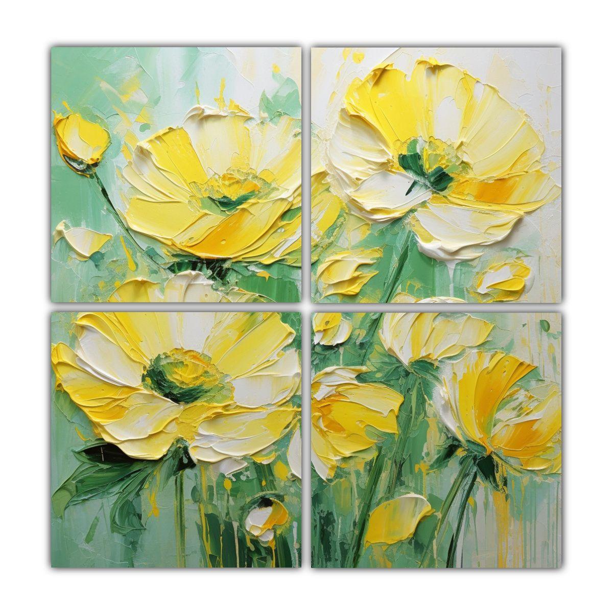 Pintura En Lienzo Estilo Galería De Flores 60x60 Cm-0