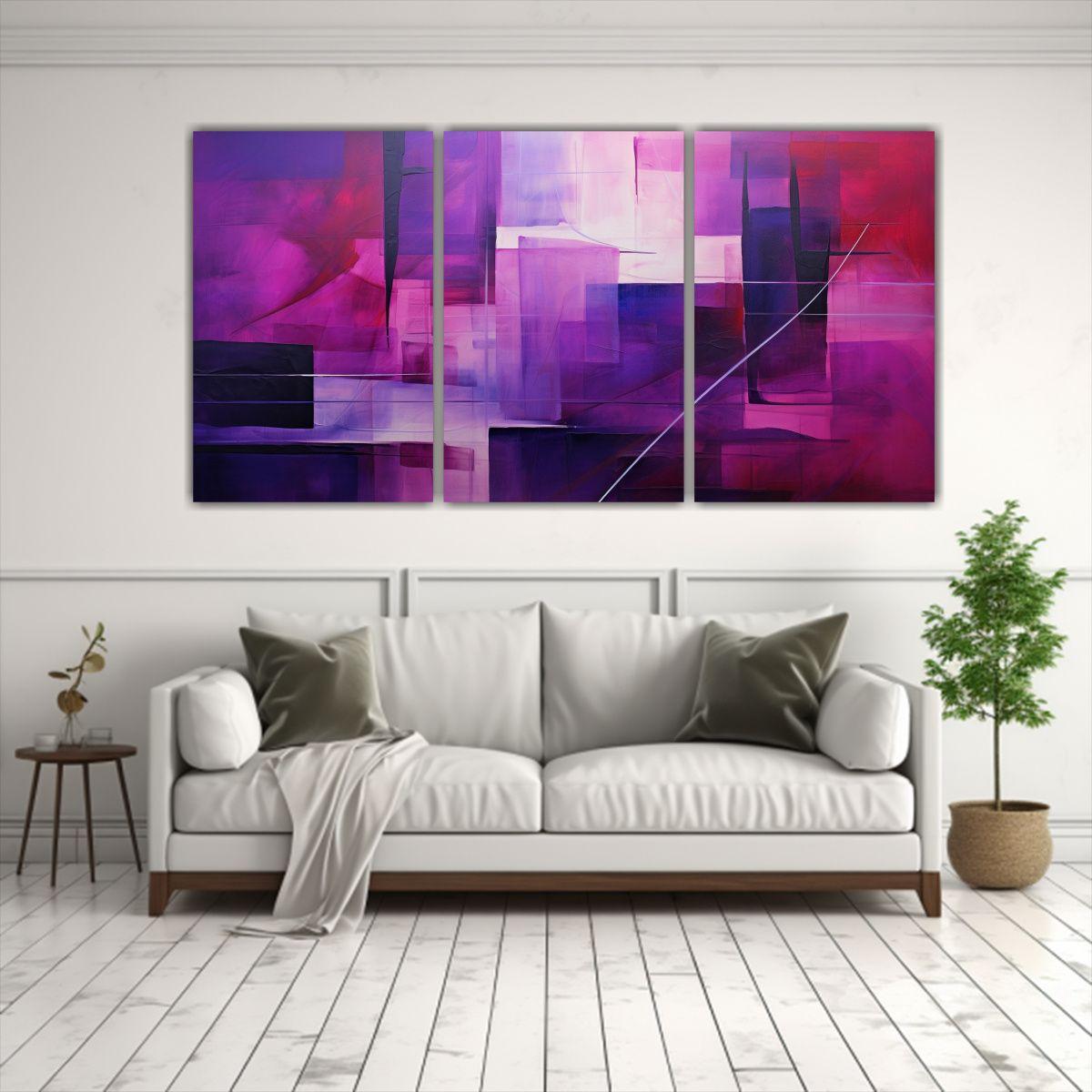Cuadros Abstractos Morados De Alta Intensidad 120x60 Cm-2