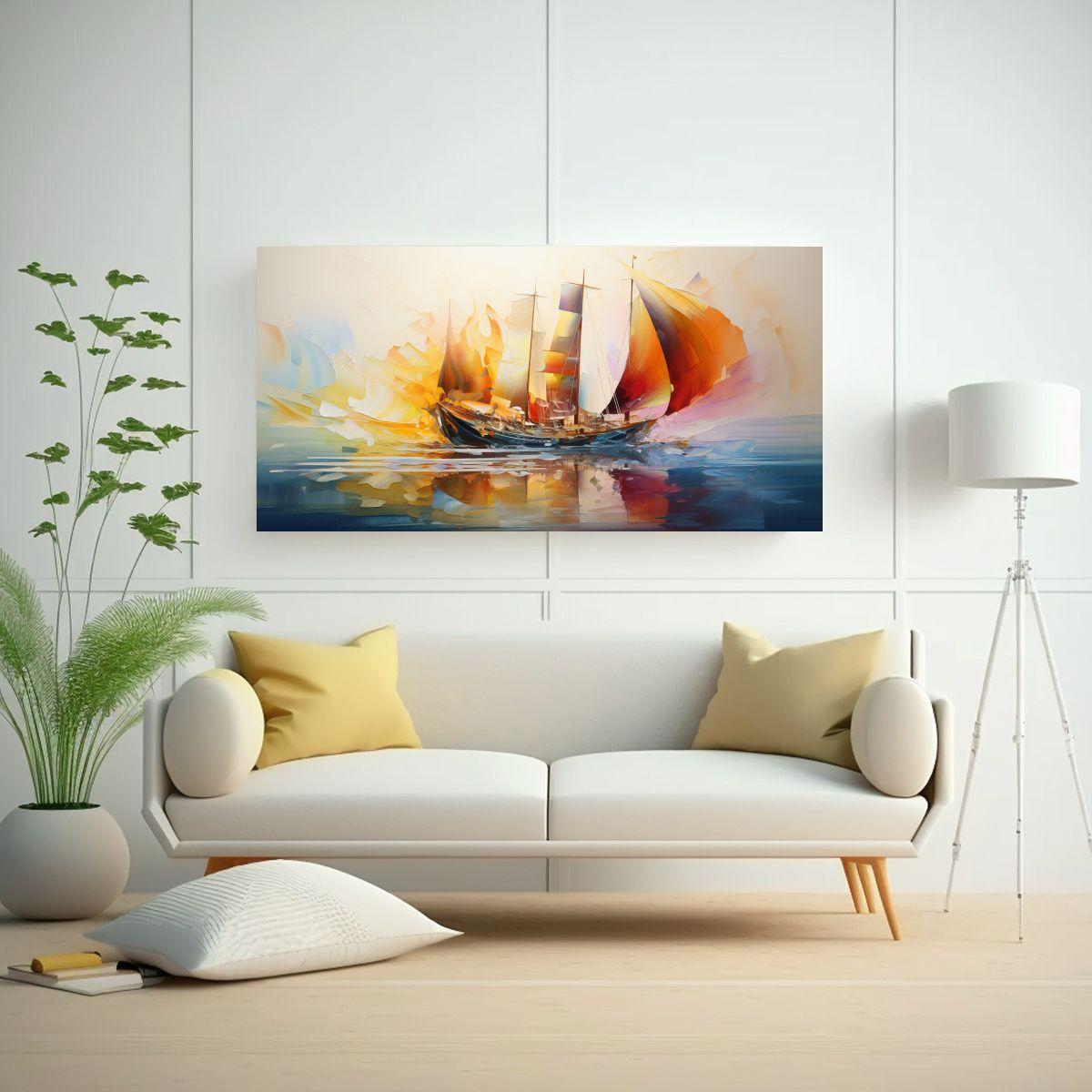 Cuadros Barcos Abstractos Para Decoración 40x20cm-2