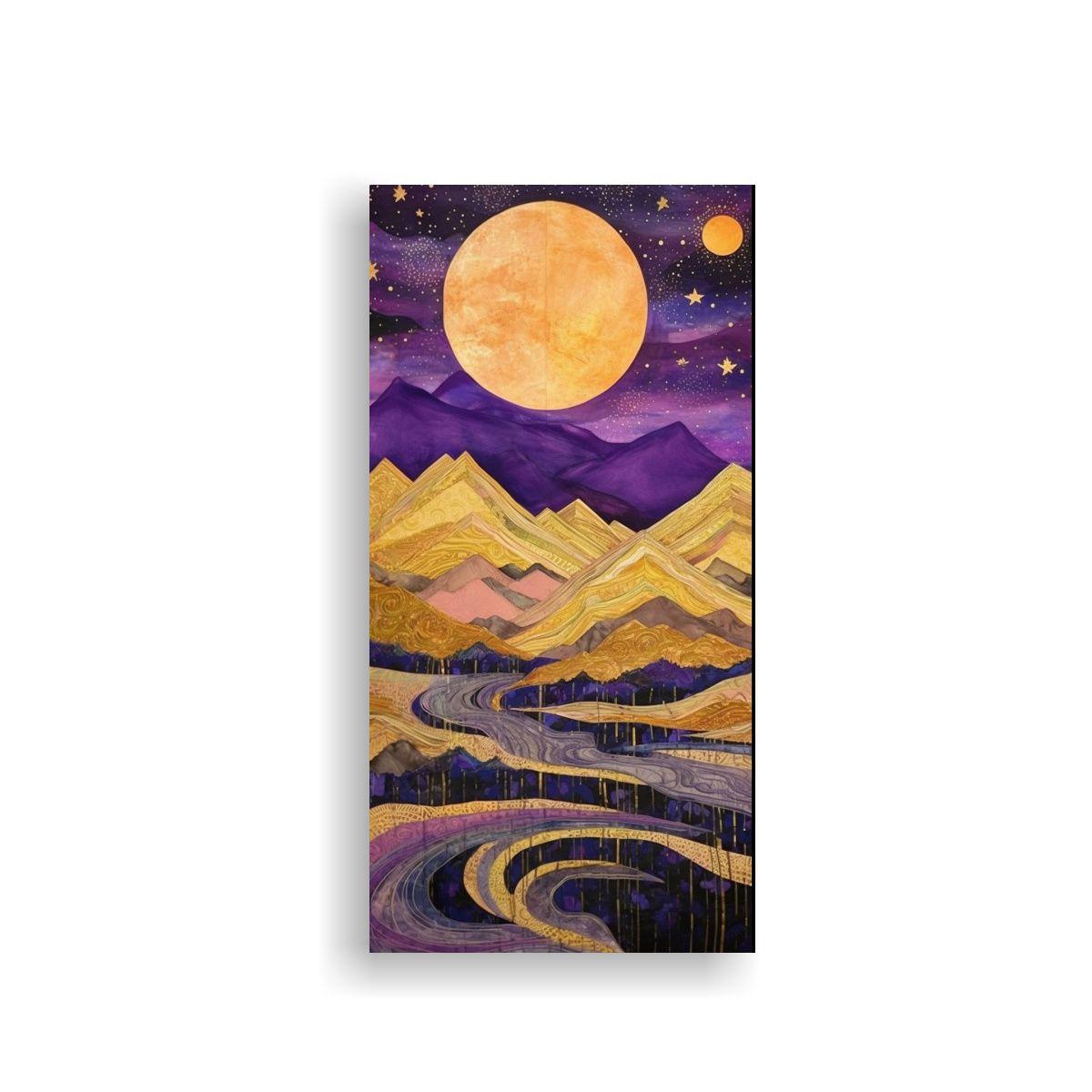 Lienzo Forma Luminosidad: Pintura Con Luna Cerca 20x40cm-0