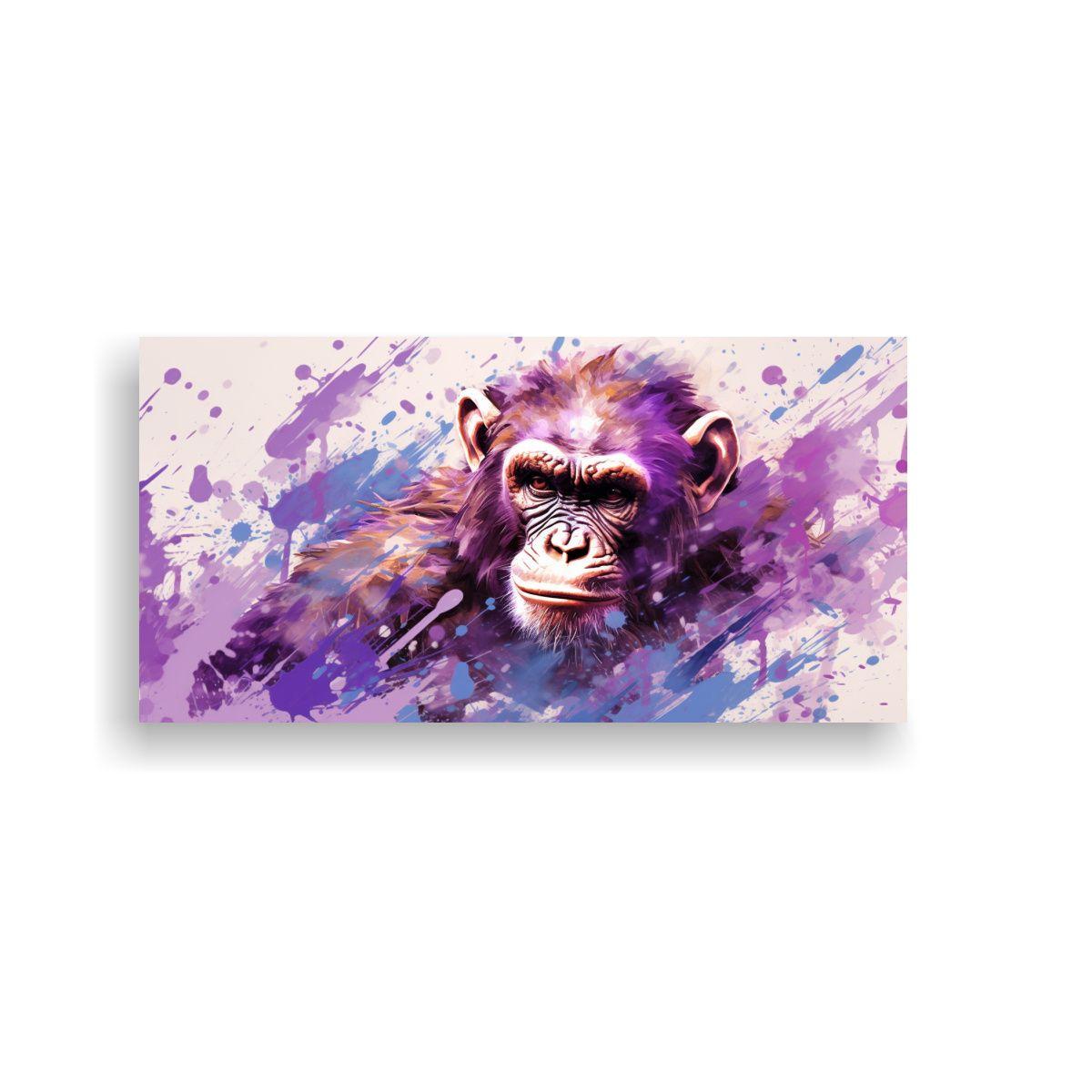 Pintura Decorativa De Chimpancé En Tonos Topo Y V 100x50cm-0