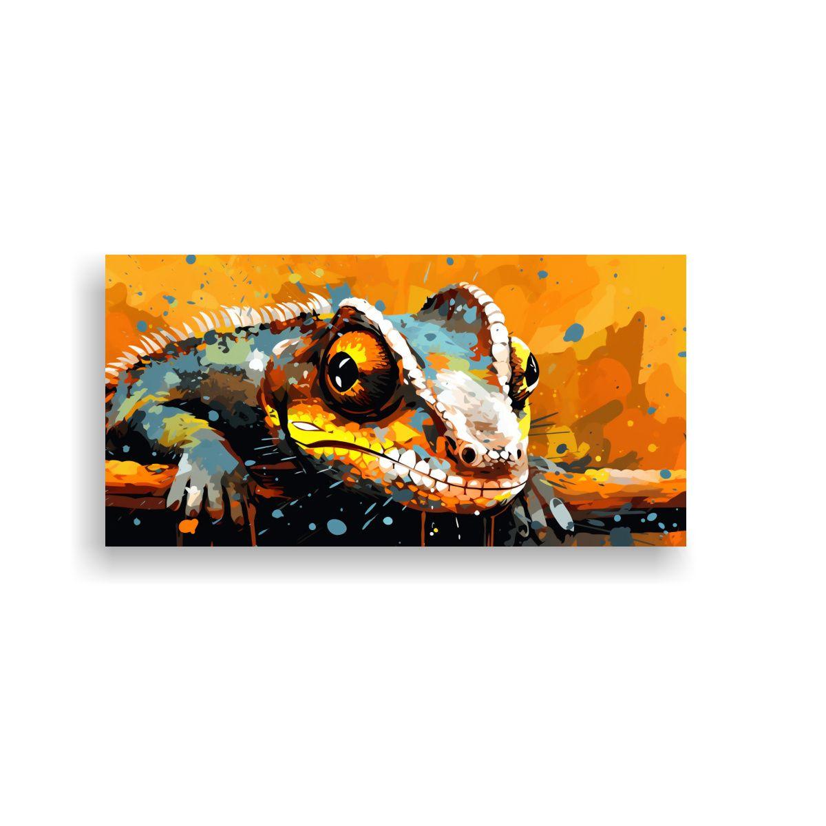 Cuadro Tela Líneas Chameleons Marrón Y Naranja 100x50cm-0