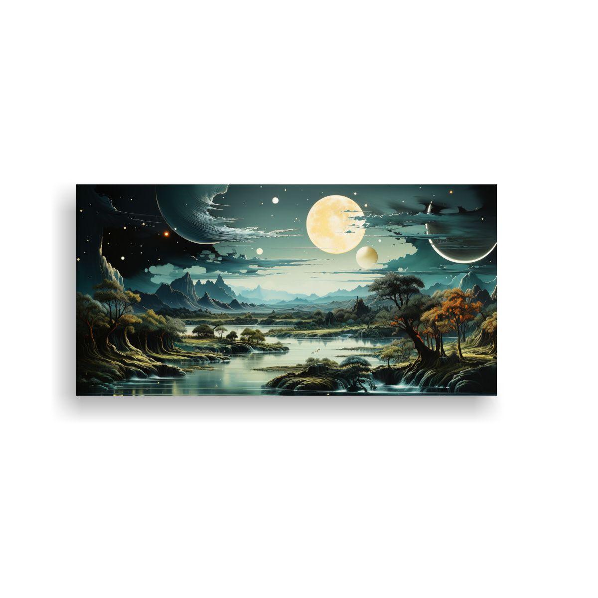 Cuadro Luna Montañas Armonía Cromática 60x30cm-0
