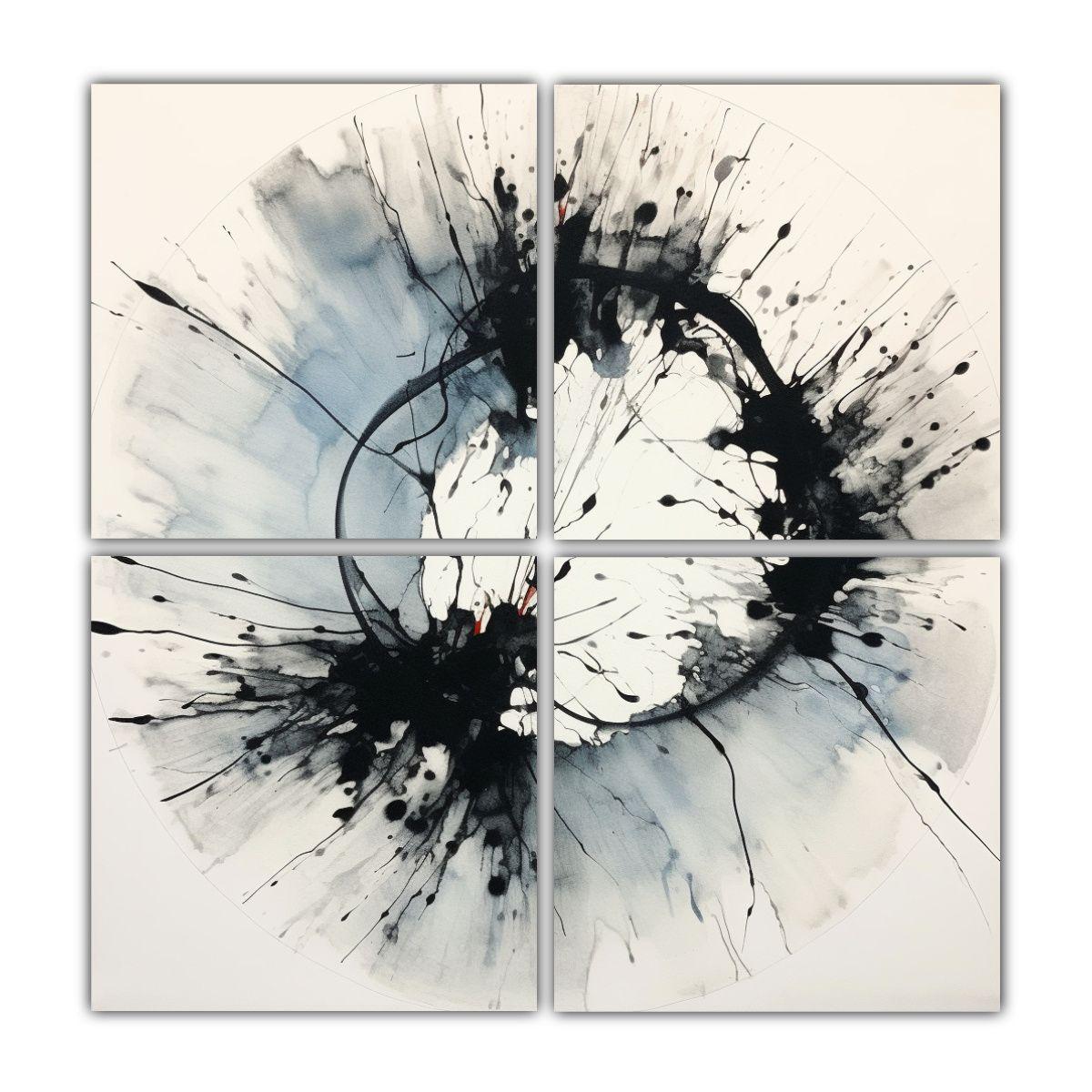 Cuatro Artes Vanguardia Arte En Tinta Fluida 80x80 Cm-0